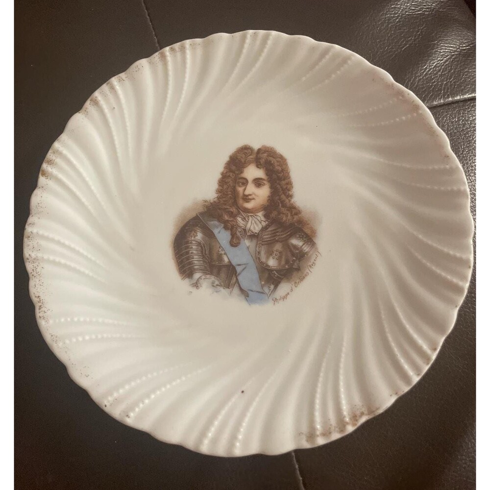 Antique Victoria Carlsbad Austria Porcelain Plate Philippe of Orleans Portrait